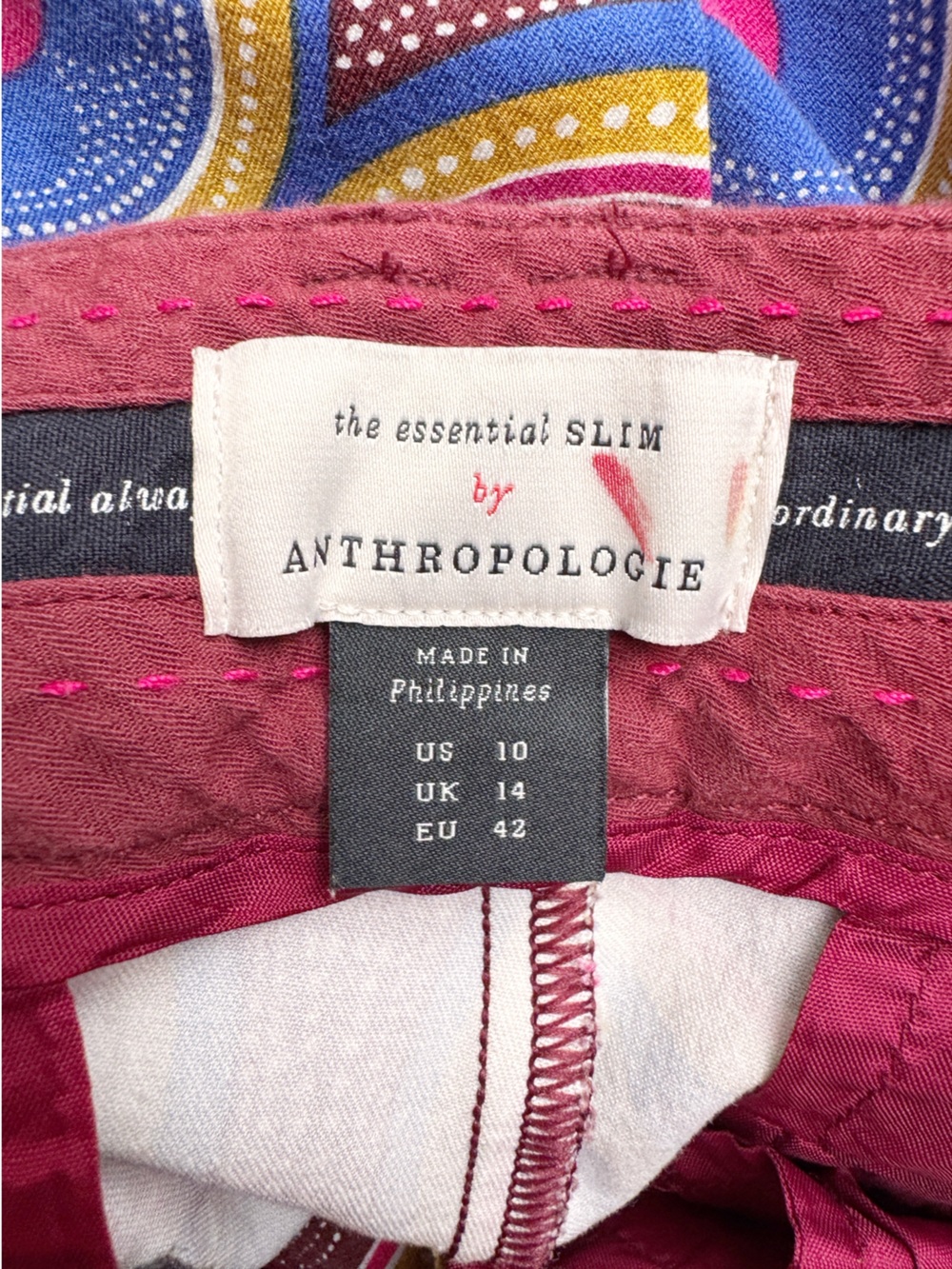 ANTHROPOLOGIE The Essential Slim Cropped Trouser in Geometric Poppy Print - Picture 12 of 15